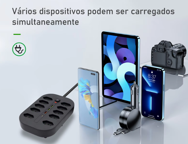 Tomada Elétrica + Entrada USB + Entrada Tipo C